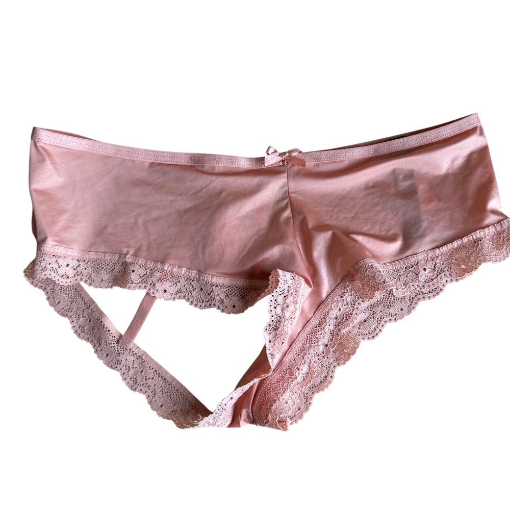 Victoria's Secret Very Sexy Strappy Lace Cheeky Panty Tassel Pink Large NEW